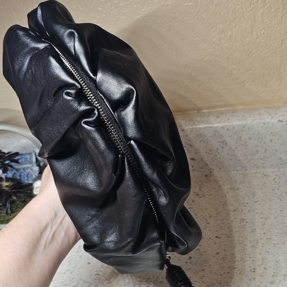 EUC Rebecca Minkoff Ruched Vegan Leather Clutch - Picture 6 of 9